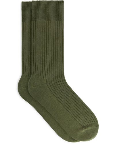 ARKET Supima Cotton Rib Socks - Green
