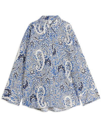 ARKET Relaxed Paisley Shirt - Blue