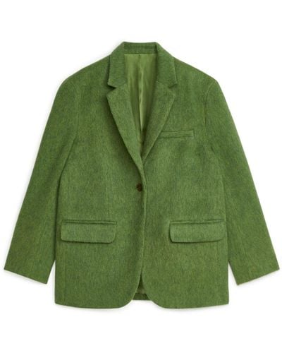ARKET Brushed Wool Blend Blazer - Green