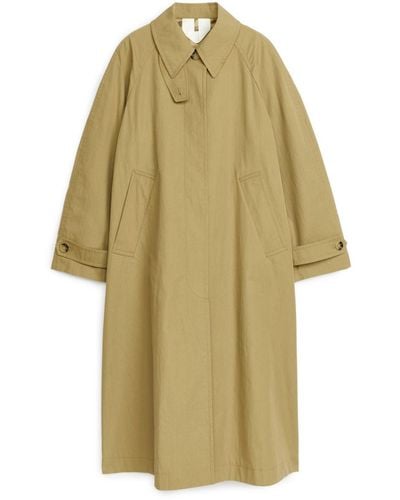ARKET Cotton Blend Trench Coat - Yellow