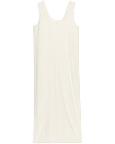 ARKET Long Crinkle Dress - White