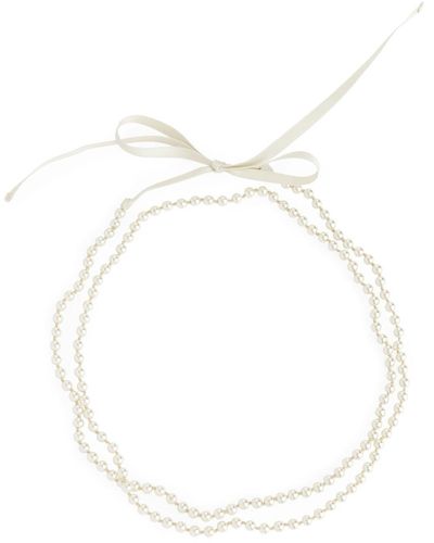 ARKET Pearl Satin Ribbon Necklace - White