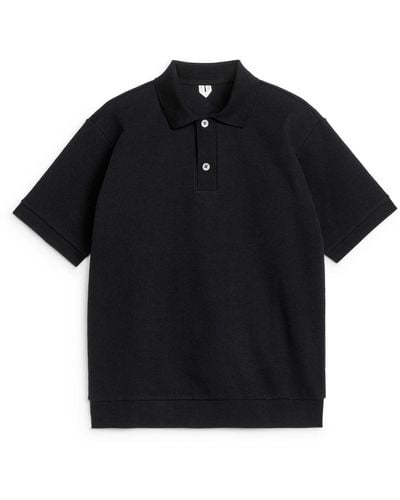 ARKET Textured Polo Shirt - Black