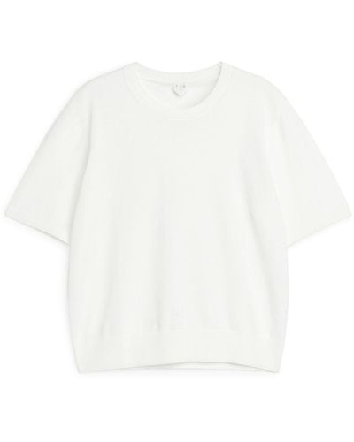 ARKET Knitted Short-sleeved Top - White