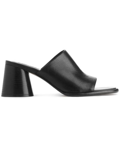 ARKET Flare-heel Leather Mules - Black