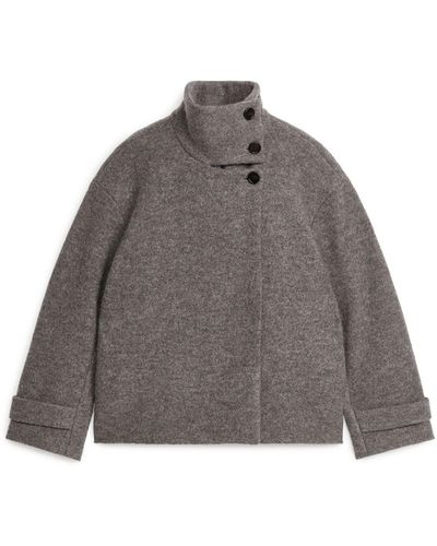 ARKET Bouclé Wool Short Coat - Grey