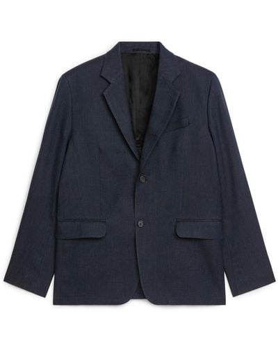 ARKET Moderner Blazer Aus Hanf Und Baumwolle - Blau