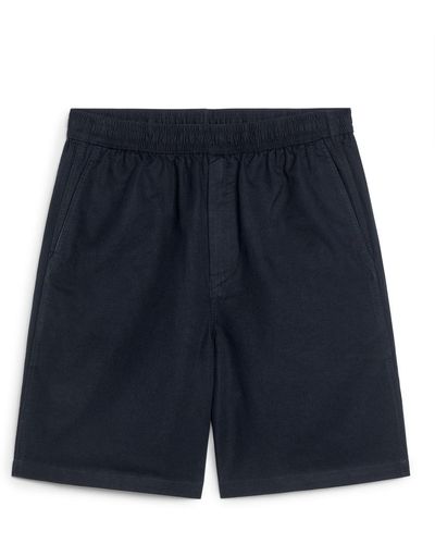 ARKET Baumwoll-Leinen-Shorts Mit Schnürung - Blau