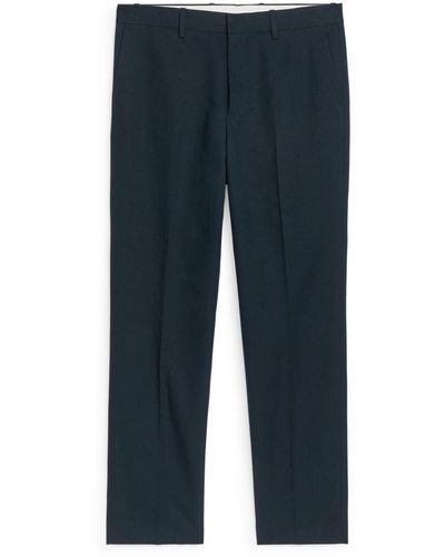 ARKET Slim Linen-cotton Trousers - Blue