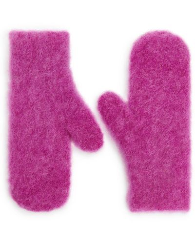 ARKET Mohair Blend Mittens - Pink