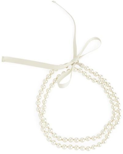 ARKET Perlenkette Mit Bindeband - Weiß