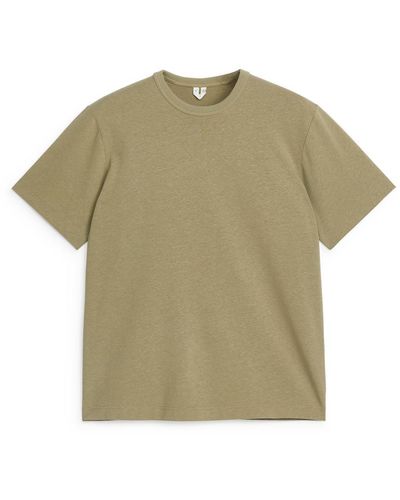 ARKET T-Shirt Aus Baumwolle Und Leinen - Grün