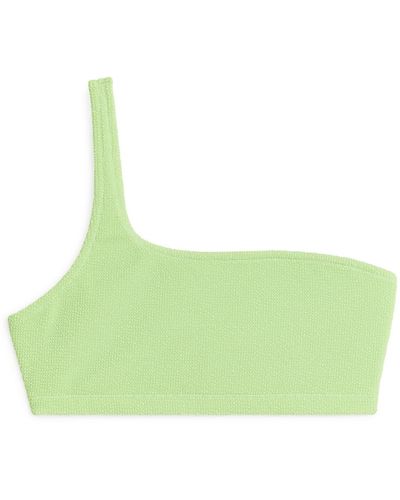 ARKET Crinkle One-shoulder Bikini Top - Green