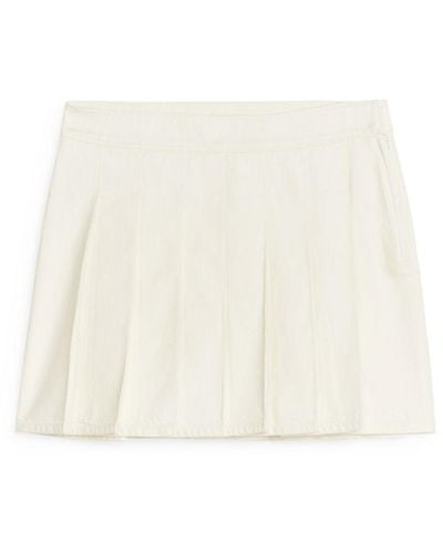 ARKET Pleated Denim Skirt - White