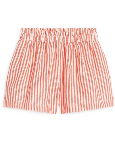 ARKET Wide Linen Shorts - Red