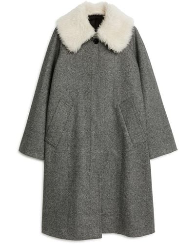 ARKET Wool Collar Coat - Grey