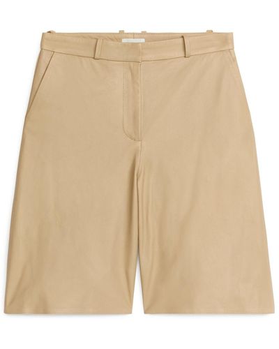 ARKET Leather Shorts - Natural