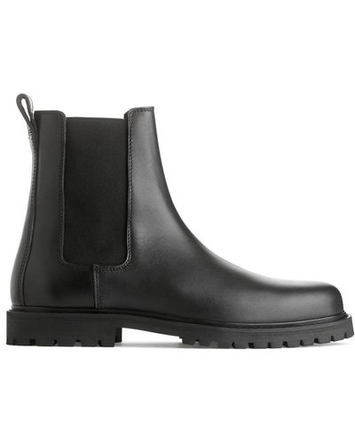 ARKET Leather Chelsea Boots - Black
