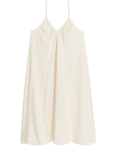 ARKET Cotton Towelling Strap Dress - White