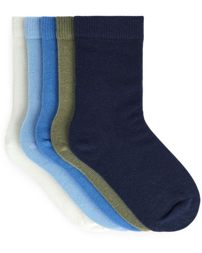 ARKET Cotton Socks Set Of 5 - Blue