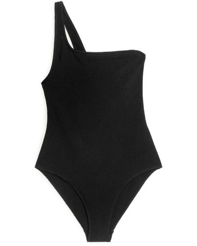 ARKET Crinkle One-shoulder Swimsuit - Black