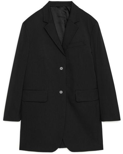 ARKET Wool Blend Blazer Coat - Black