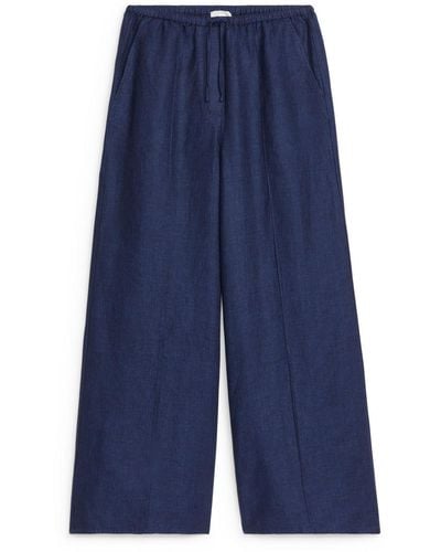 ARKET Loose Linen Trousers - Blue