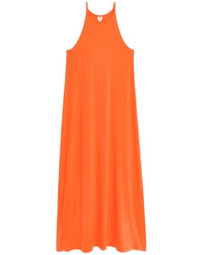 ARKET Lyocell Strap Dress - Orange