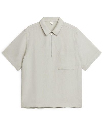 ARKET Half-zip Short-sleeved Shirt - Grey
