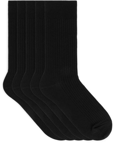 ARKET Supima Cotton Rib Socks 5 Pairs - Black