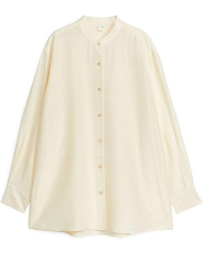 ARKET Relaxed Raw Silk Blouse - White