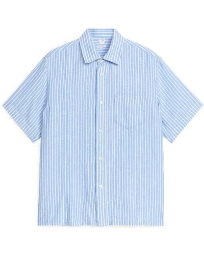 ARKET Short-sleeved Linen Shirt - Blue