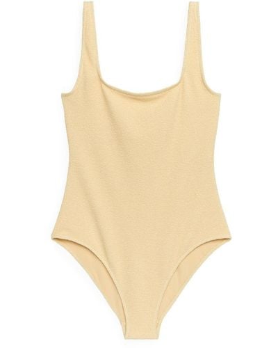 ARKET Crinkle Square Neck Swimsuit - Yellow