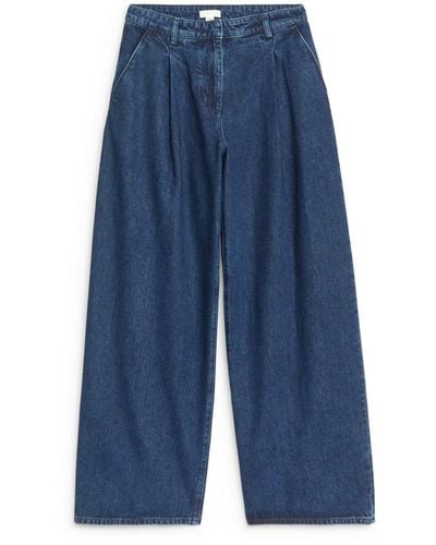 ARKET Pleated Denim Trousers - Blue