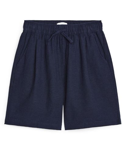 ARKET Cotton-linen Shorts - Blue
