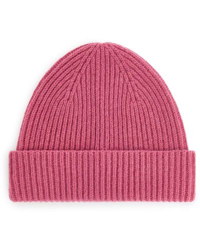 ARKET Rib-knit Wool Beanie - Pink