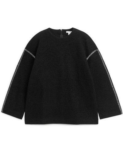 ARKET Boiled Wool Sweatshirt - Black