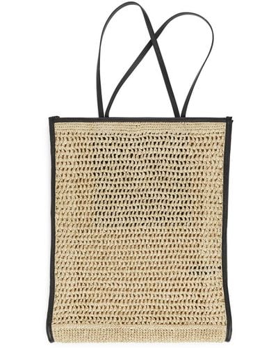 ARKET Leather-detailed Straw Bag - Natural