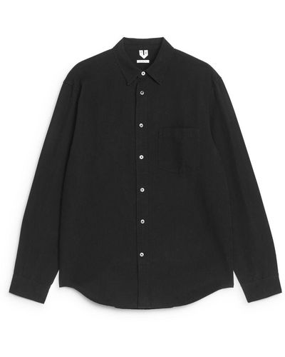 ARKET Relaxed Linen-cotton Shirt - Black