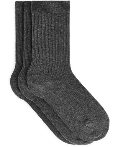 ARKET Cotton Rib Socks Set Of 3 - Grey