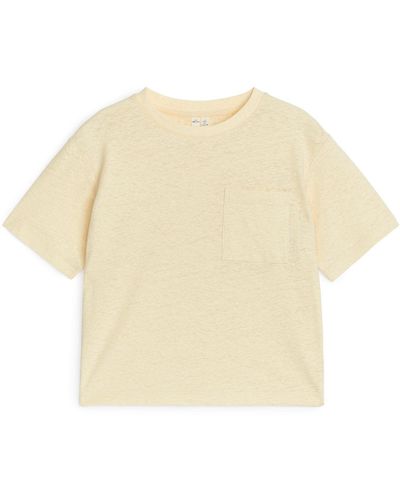 ARKET Loose Fit Linen Blend T-shirt - Natural