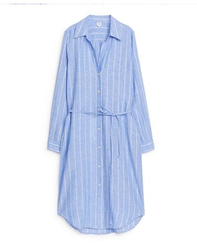 ARKET Linen Shirt Dress - Blue