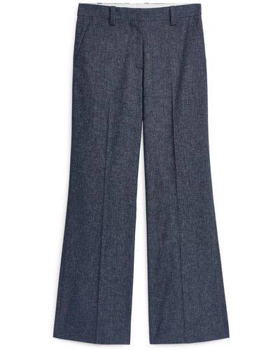 ARKET Flared Linen Trousers - Blue