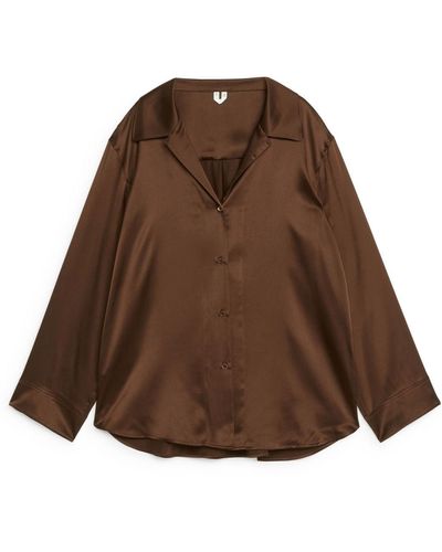 ARKET Relaxed Silk Shirt - Brown
