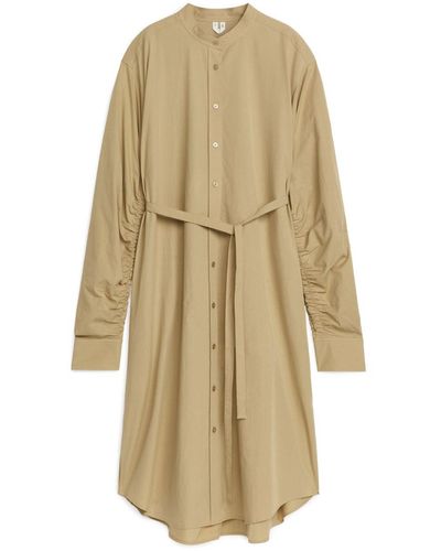 ARKET Puff-sleeve Midi Dress - Natural