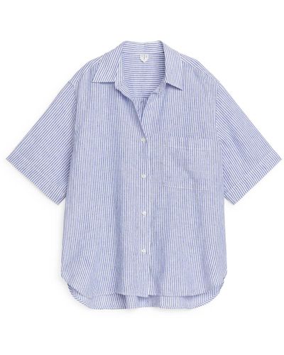 ARKET Linen Resort Shirt - Blue
