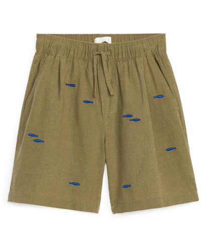 ARKET Embroidered Shorts - Green