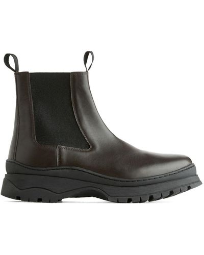 ARKET Chunky-sole Leather Boots - Black