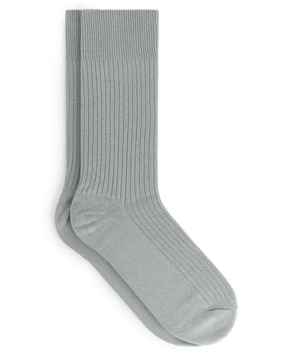ARKET Supima Cotton Rib Socks - Grey