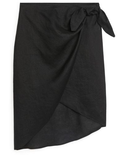 ARKET Wrap Linen Skirt - Black